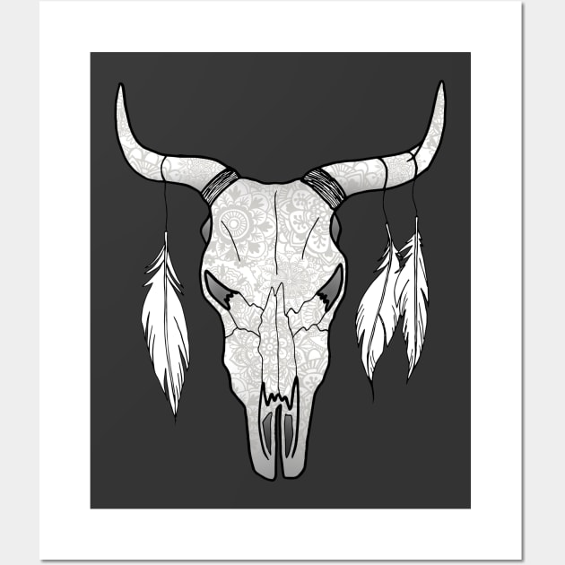 Southwestern Bull Skull Wall Art by julieerindesigns